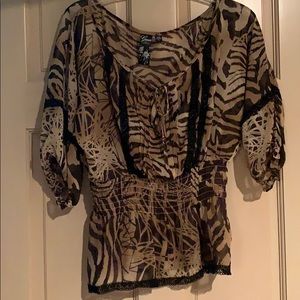 ⚡️⚡️Guess animal print sheer blouse